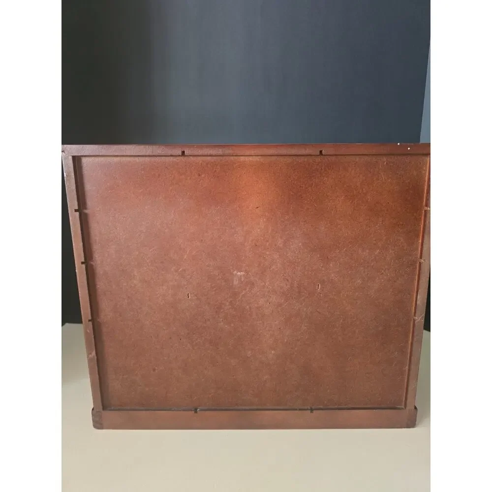 Brown Wooden Jewelry Box w/Mirror Necklace Hooks Drawers